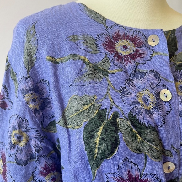 HABITAT 100% LINEN SKIRT TOP SET S/M FLORAL LAGENLOOK BREATHABLE BOHEMIAN PURPLE - Picture 9 of 11